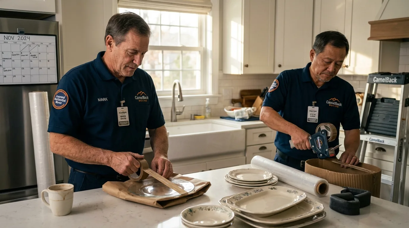 Professional crew packing kitchen dishware in Helena, AR